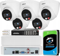 Rejestratory do monitoringu - Kompletny Zestaw Monitoringu Ip 4Mpx Dahua Z Możliwością Rozbudowy Do 8 Kamer 5 X Kamera Ip 4Mpx Full-Color Rejestrator Ip 8Ch Dysk Hdd 1Tb Sw.. - miniaturka - grafika 1