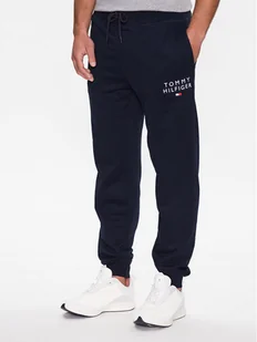 Tommy Hilfiger Spodnie dresowe UM0UM02880 Granatowy Regular Fit - Spodnie sportowe męskie - miniaturka - grafika 1