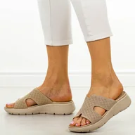 Klapki i japonki damskie - Beżowe klapki damskie Vinceza 97300 - miniaturka - grafika 1