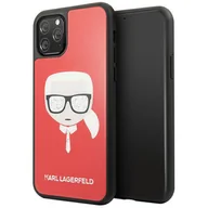 Etui i futerały do telefonów - Karl Lagerfeld KLHCN65DLHRE iPhone 11 Pro Max czerwony/red Iconic Glitter Karl s Head - miniaturka - grafika 1