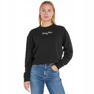 Bluzy damskie - TOMMY HILFIGER BLUZA DAMSKA LOGO 1CREW CZARNA r.M - miniaturka - grafika 1