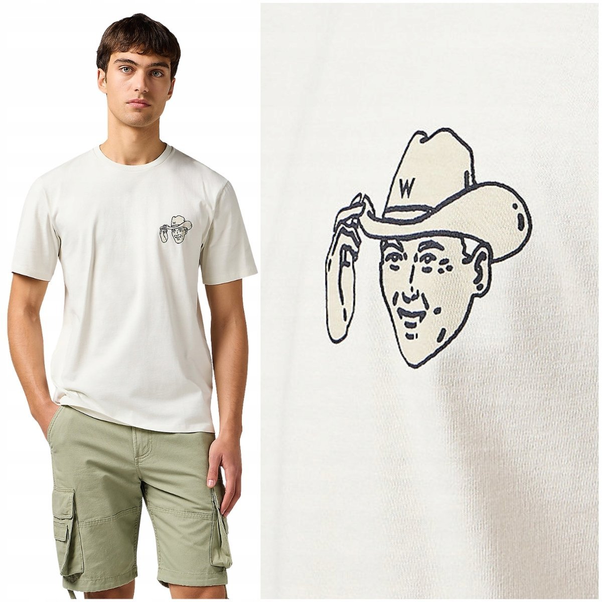 Wrangler SMALL GRAPHIC TEE Vintage biała bawełniana koszulka t-shirt S