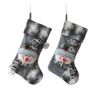 Ozdoby bożonarodzeniowe - Skarpeta tekstylna z bałwanem 23 x 46 cm szary - miniaturka - grafika 1