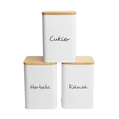 Pojemniki kuchenne - Tadar Pojemniki z Pokrywkami na Herbatę Cukier Kawę Produkty Sypkie Maestra 3szt uniwersalny 21622-uniw - miniaturka - grafika 1