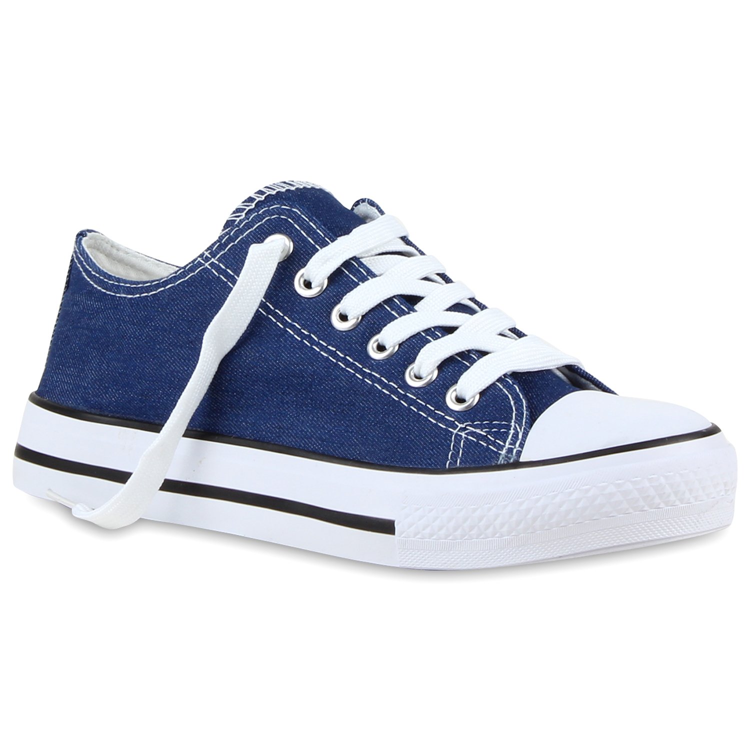 Mytrendshoe Casual Damskie Trampki Niskie Wiele Kolorów & Rozmiarów Płócienne Buty 811074, Kolor: Niebieski Denim, Rozmiar: 41