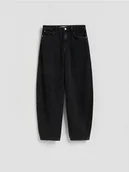 Spodnie damskie - Reserved - Jeansy barrel leg - czarny - miniaturka - grafika 1