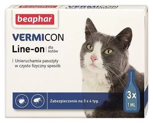Beaphar Vermicon Line-On dla kotów 3x1ml - Pielęgnacja psów i kotów - miniaturka - grafika 1