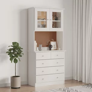 Kredens ALTA, biały, 77x35x165 cm, lite drewno sosnowe Lumarko! - Kredensy - miniaturka - grafika 1