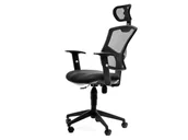 Fotele i krzesła biurowe - Ergonomiczny Fotel Do Biura Z Zagłówkiem Z Tkaniny Mesh TOKYO Czarny - miniaturka - grafika 1