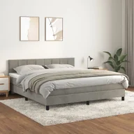 Łóżka - Lumarko Łóżko kontynentalne z materacem, jasnoszare, 160x200cm, aksamit - miniaturka - grafika 1