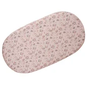 Prześcieradła dla dzieci - Prześcieradło bawełniane do kosza mojżesza / gondoli z gumką-  KORALOWE W KWIATY - miniaturka - grafika 1