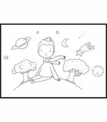 Kolorowanki, wyklejanki - Kolorowanka w formie plakatu dla dzieci i nie tylko ,z piękną grafiką, Mały Książę i planeta - miniaturka - grafika 1