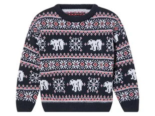 lupilu® Sweter chłopięcy z dzianiny (122/128, Granatowy/biały) - Swetry dla chłopców - miniaturka - grafika 1