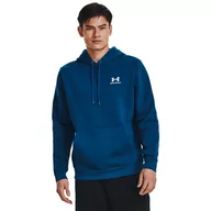 Bluzy sportowe męskie - Męska bluza dresowa nierozpinana z kapturem Under Armour UA Essential Fleece Crew - niebieska - UNDER ARMOUR - miniaturka - grafika 1