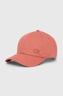 Czapki damskie - Calvin Klein czapka z daszkiem bawełniana kolor czerwony z aplikacją - miniaturka - grafika 1