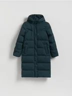 Kurtki damskie - Reserved - Długa kurtka z kapturem - ciemny turkus - miniaturka - grafika 1