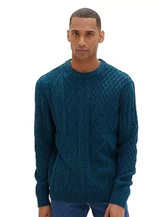 Swetry męskie - TOM TAILOR sweter męski, 34157 – ciemnozielony melanż, XL - grafika 1