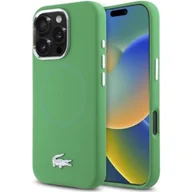 Etui i futerały do telefonów - Etui LACOSTE Silicone Croco Logo MagSafe do Apple iPhone 16 Pro Max Zielony - miniaturka - grafika 1