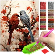 Zabawki kreatywne - Haft Diamentowy ARTULIO, Obraz DIY 5D, Diamond Painting, Mozaika Diamentowa 30X40cm (Ptaki na gałęzi) + Zestaw Akcesoriów - miniaturka - grafika 1