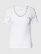 Koszulki i topy damskie - T-shirt z efektem prążkowania - miniaturka - grafika 1