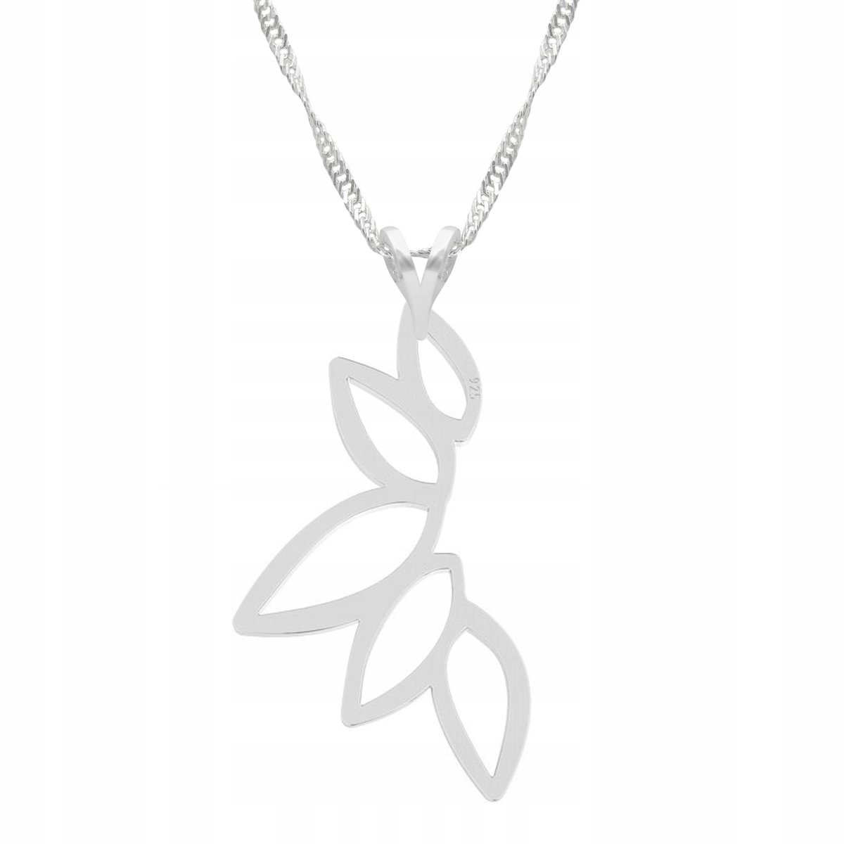 Naszyjnik Srebrny Ażur z Liściem Wisiorek Ażurowy Liść Listek SREBRO 925