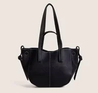 Torebki damskie - Skórzana mała torba shopper - Czarny - miniaturka - grafika 1