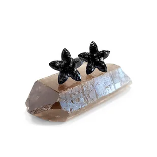 Kwiaty czarny turmalin kolczyki sztyfty - Kolczyki - miniaturka - grafika 1