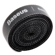 Maskownice do kabli - Taśma rzepowa, organizer kabli Baseus Colourful Circle Velcro Straps 1m (czarny) - miniaturka - grafika 1
