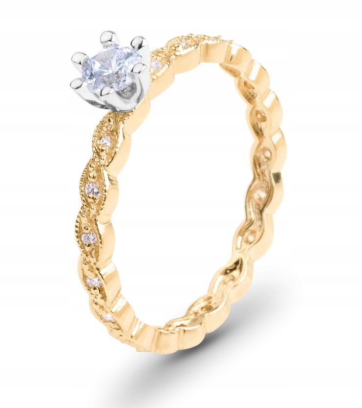 PIĘKNY ZŁOTY PIERŚCIONEK ZARĘCZYNOWY 333