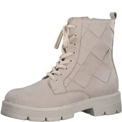 Botki damskie - Marco Tozzi Damskie 2-25223-29 skórzane botki sznurowane kozaki, kremowe, 40 EU - miniaturka - grafika 1