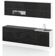 Meble kuchenne - Meble Kuchenne Kuchnia Robo Lux 2.6m Modułowa Nowoczesna Czarny Połysk - miniaturka - grafika 1