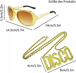 AKCESORIA HIP HOP LATA 70 80 90 ZŁOTE OKULARY ŁAŃCUCH DISCO NA HALLOWEEN - Nerki AKCESORIA HIP HOP LATA 70 80 90 ZŁOTE OKULARY ŁAŃCUCH DISCO NA HALLOWEEN - Nerki - miniaturka - grafika 1