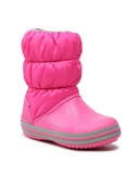 Buty dla dziewczynek - Crocs Śniegowce Winter Puff Boot Kids 14613-6TR Różowy - miniaturka - grafika 1