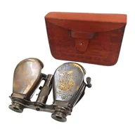 Lornetki - Mosiężna lornetka retro w skórzanym etui - BYN023D - miniaturka - grafika 1