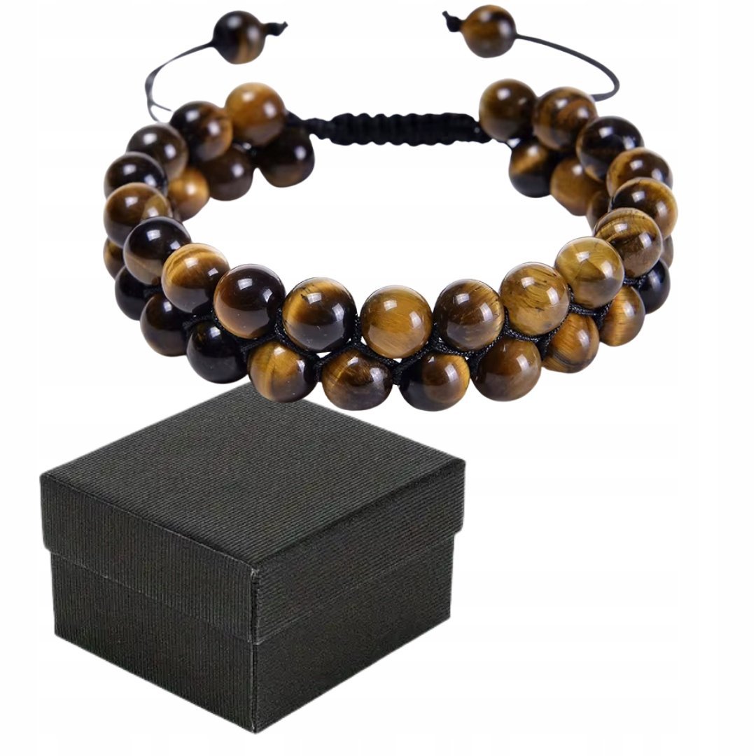 Podwójna Bransoletka Regulowana Brązowy Połysk + Pudełko