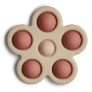 Mushie, Kwiatek Press Toy Rose/Blush/Shifting Sand - Zabawki sensoryczne - miniaturka - grafika 1