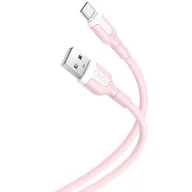 Kable USB - XO Kabel NB212 USB - USB-C 1,0 m 2,1A różowy - miniaturka - grafika 1