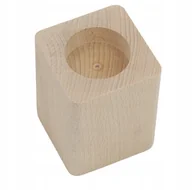 Świeczniki - Świecznik 8Cmx6Cm Drewniany Z Zaokrąglonymi Bokami Bukowy 1 Sztuka - miniaturka - grafika 1