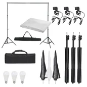 Lampy studyjne - vidaXL Fotograficzny zestaw studyjny z lampami i tłem - miniaturka - grafika 1
