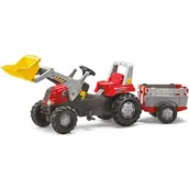 Jeździki dla dzieci - Rolly Toys Traktor JUNIOR z łyżką i przyczepą 811397 - miniaturka - grafika 1