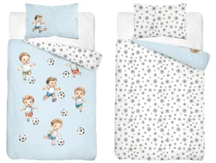 Pościel dziecięca dwustronna Piłka Nożna niebieska – 90x120 cm – MAYAMOO - Pościel dla dzieci - miniaturka - grafika 1