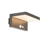 Lampy ogrodowe - QAZQA Kinkiet zewnętrzny ciemnoszary z diodami LED i energią słoneczną - Sunnie - miniaturka - grafika 1
