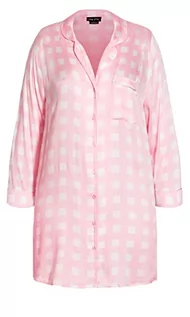 Piżamy damskie - CITY CHIC Damska koszula nocna Juno Plus Size, Różowa kratka, 48 - grafika 1