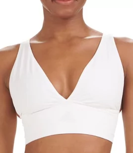 adidas Damski biustonosz Active Micro Stretch Longline Plunge Bezszwowy, biały, L - Biustonosze - miniaturka - grafika 1