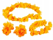 Dodatki do strojów karnawałowych - HAWAJSKIE KWIATY POMARAŃCZOWE ZESTAW 4 ELEMENTY - miniaturka - grafika 1