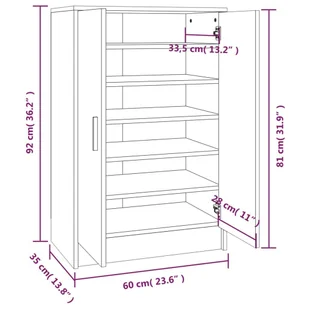 Lumarko Szafka na buty, brązowy dąb, 60x35x92 cm - Szafki na buty - miniaturka - grafika 9