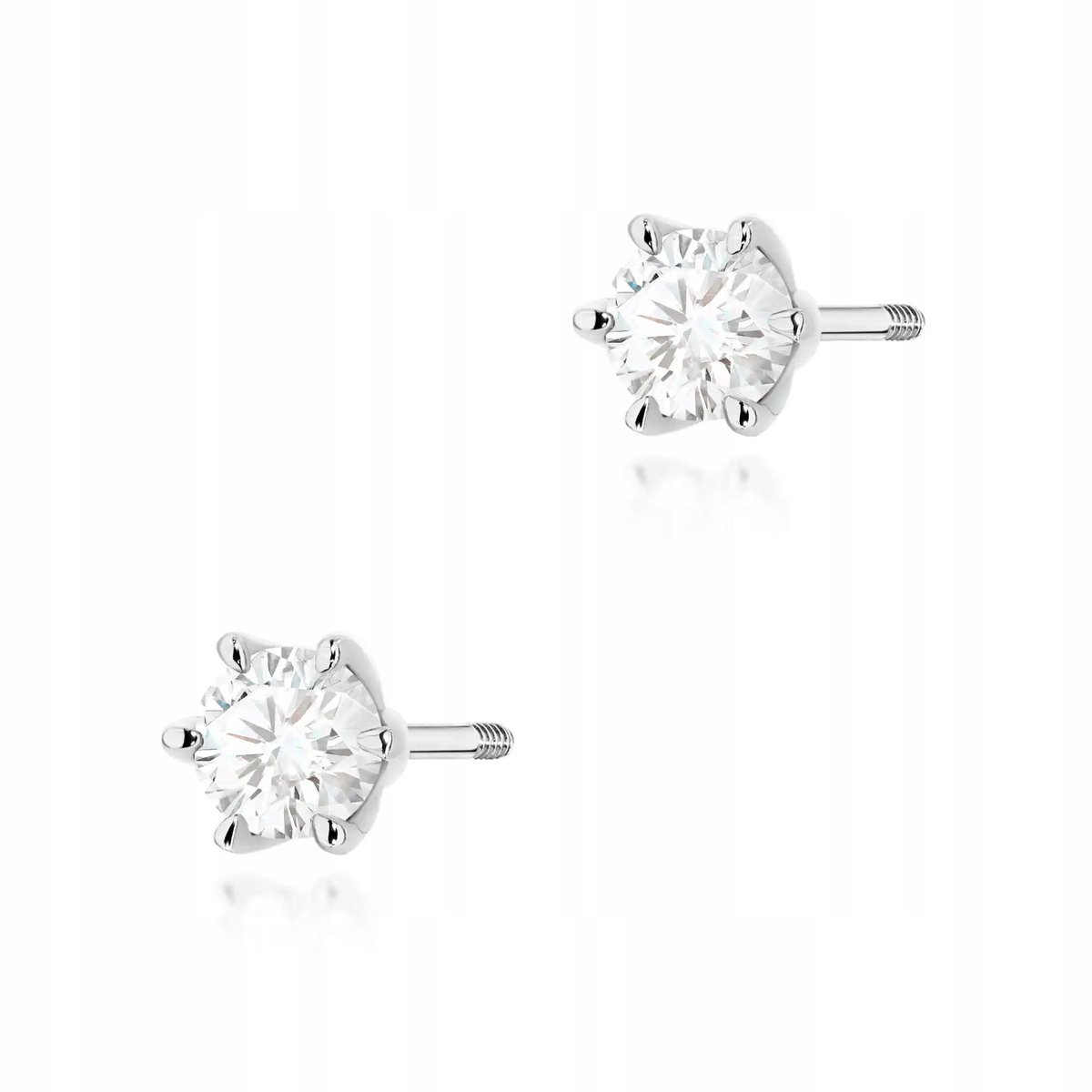 Kolczyki z białego złota próby 585 sztyfty zakręcane z diamentami 0.30ct