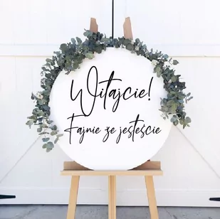 Naklejka ślubna: Witajcie Fajnie że jesteście 60x50cm - Naklejki na ścianę - miniaturka - grafika 1