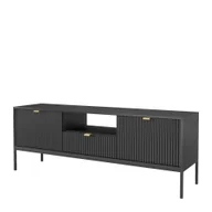 Szafki RTV - Szafka RTV RTV-154 Nova Piaski Meble Biały Mat, Czarne - miniaturka - grafika 1