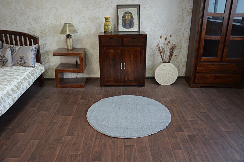 Dywan koło SHAGGY MICRO srebrny szary koło 100 cm